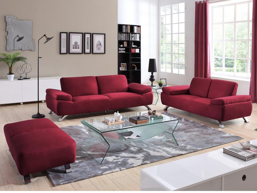 Sofá 2 plazas de microfibra POLKA- Rojo