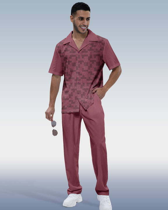 Suitmens Men's Casual Short Sleeve Walking Suit