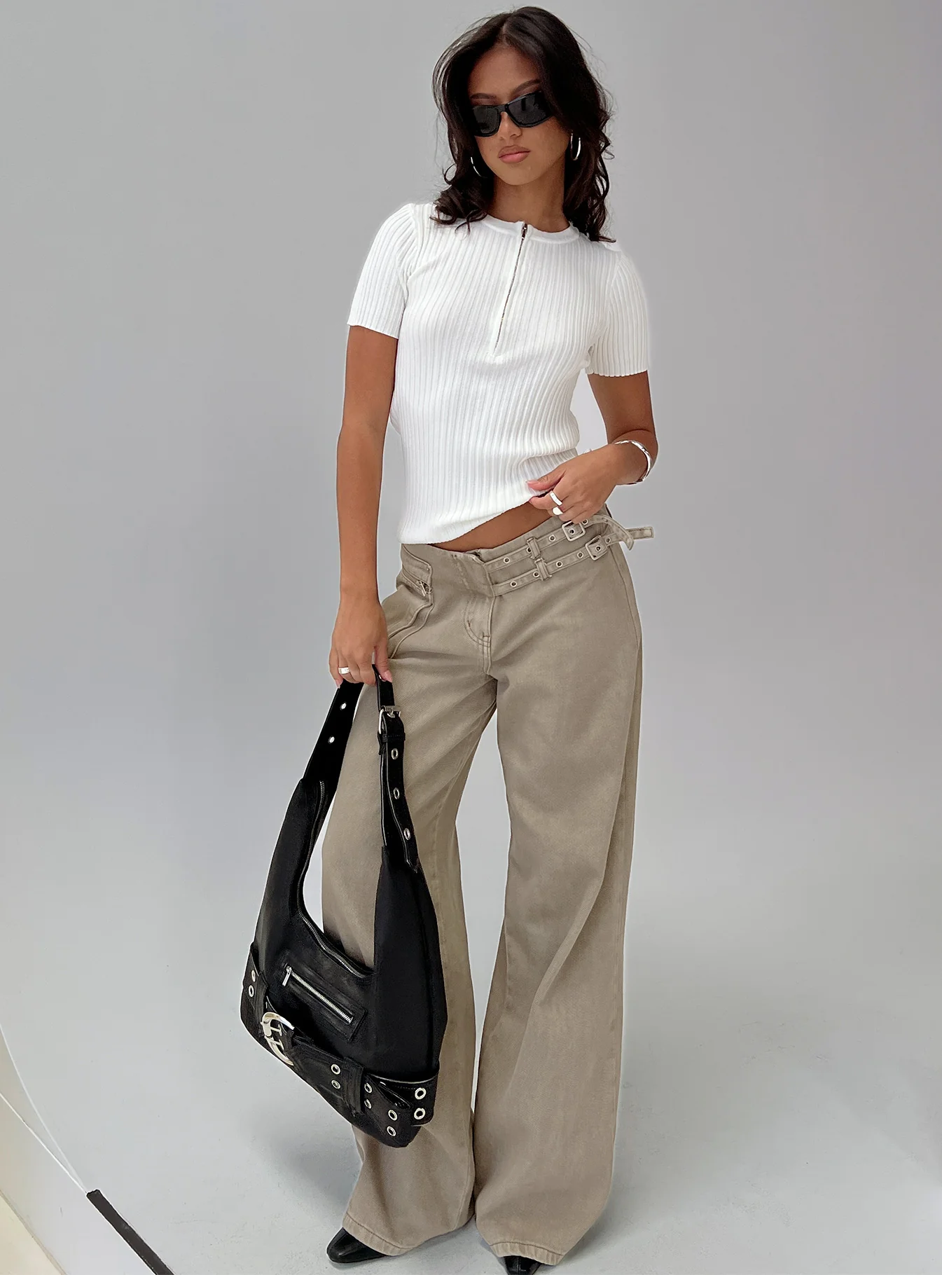 Hold The Line Zip Through Top White