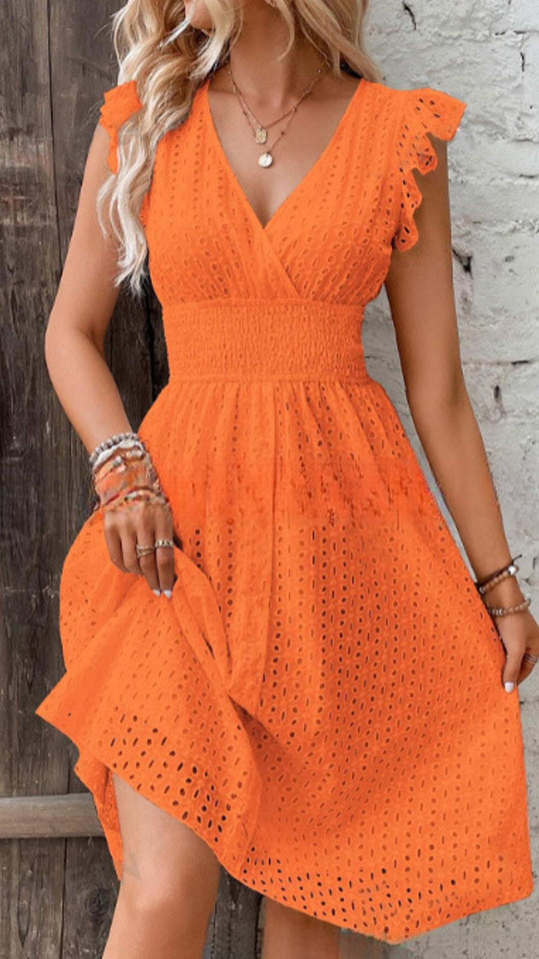Women's Eyelet Cotton-Blend Waisted Dress - Nordfashionstorm - Women's Clothing, Fashion for You - Nordfashionstorm.com