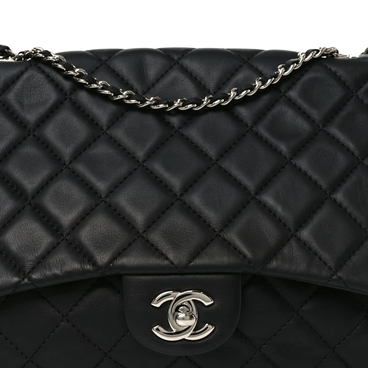 Lambskin Quilted Jumbo Chanel 3 Flap Bag Black - Top Club