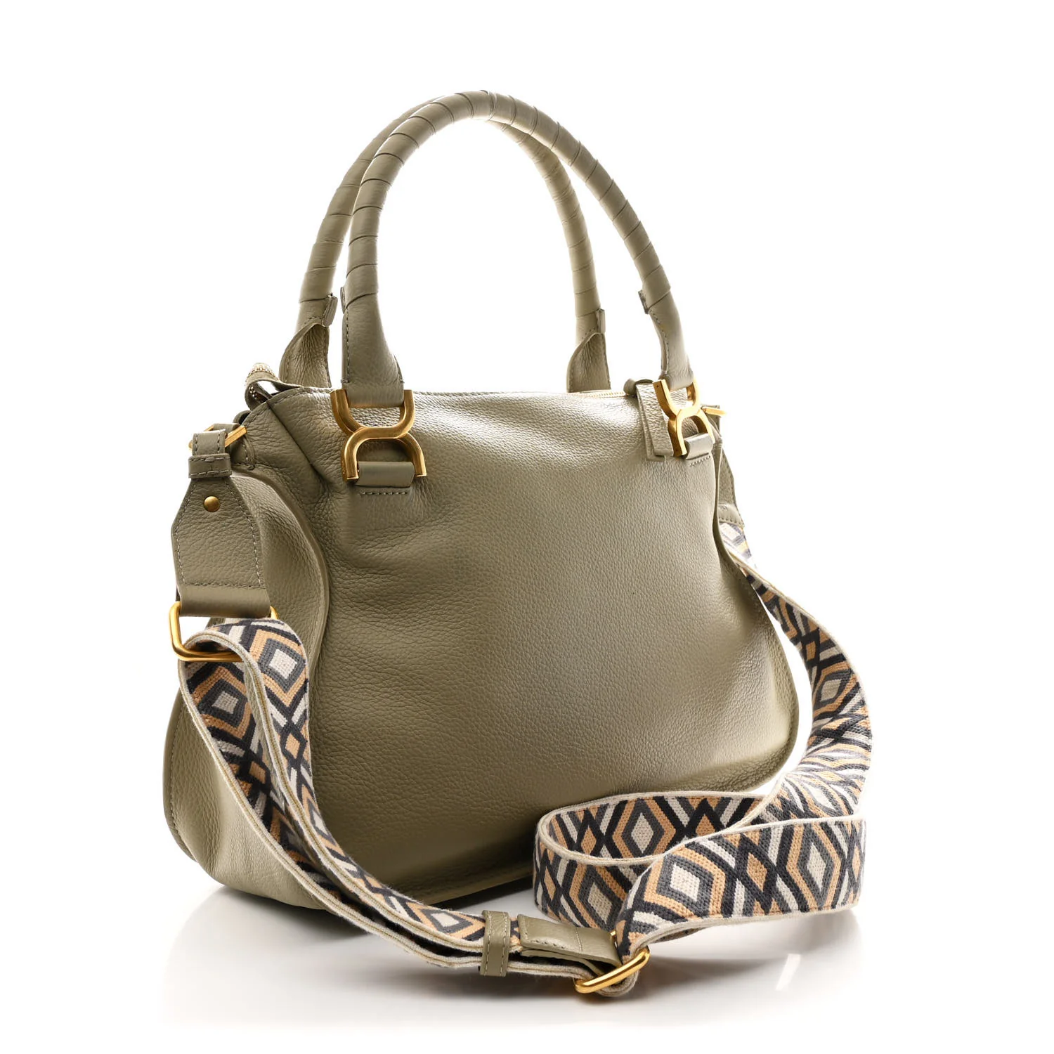 Calfskin Braided Medium Marcie Double Carry Slate Green - Top Club