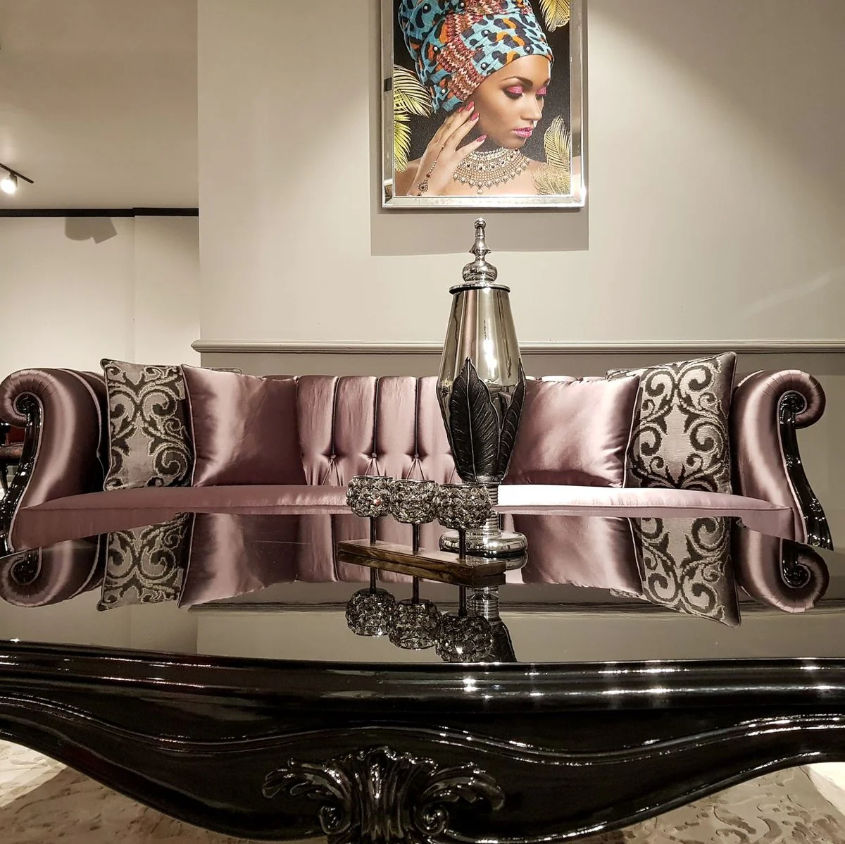 Luxury Baroque Coffee Table Black - Handcrafted Solid Wood Living Room Table - Baroque Living Room Furniture - Noble & Magnificent