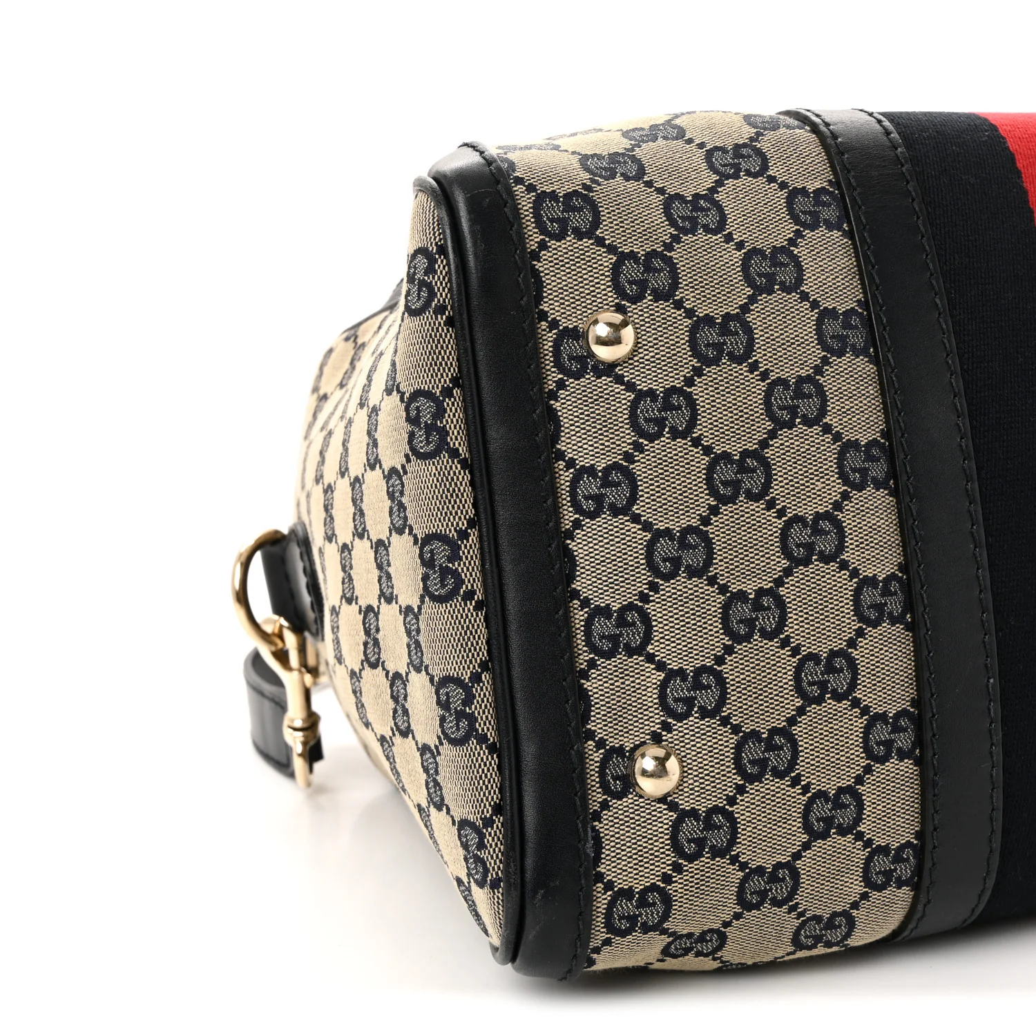 Monogram Selleria Calfskin Vintage Web Medium Boston Beige Blue - Top Club