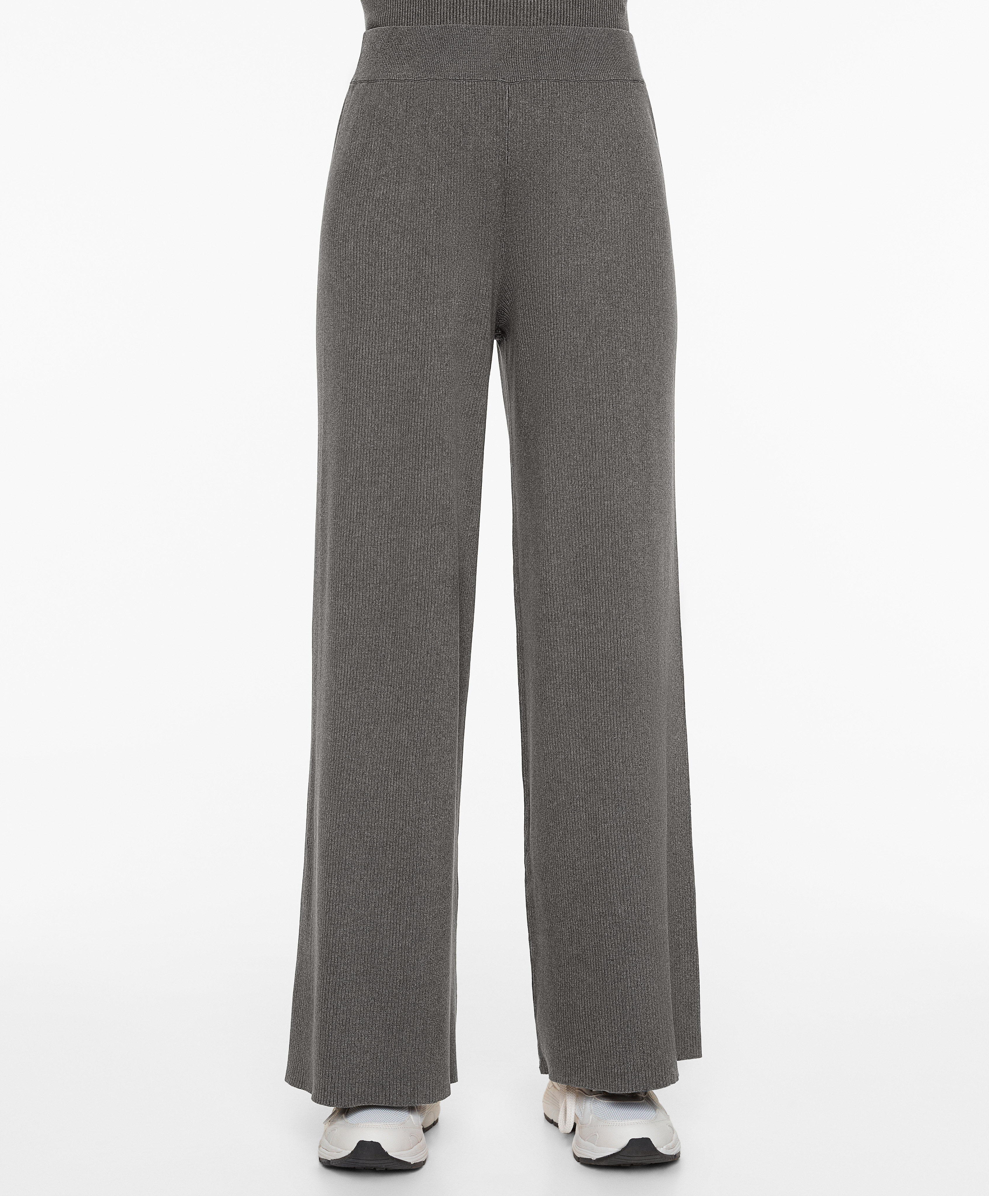 OYSHO Rib-knit straight-leg trousers