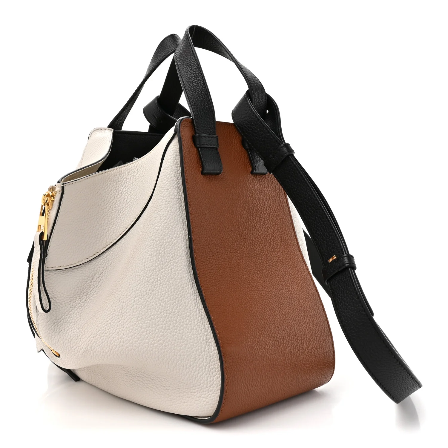 Calfskin Small Hammock Shoulder Bag Tan Ivory Black - Top Club