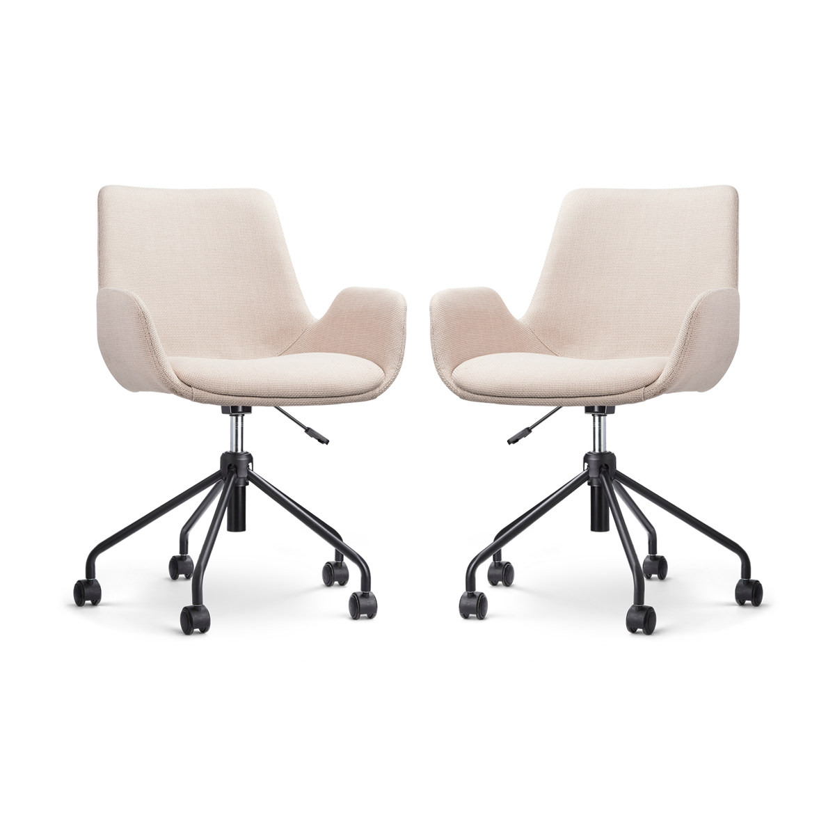 Bureaustoel Nout-Eef beige - zwart onderstel - set van 2