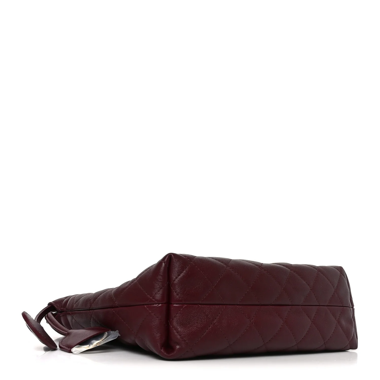 Shiny Calfskin Quilted Clutch With Strap Dark Burgundy - Top Club