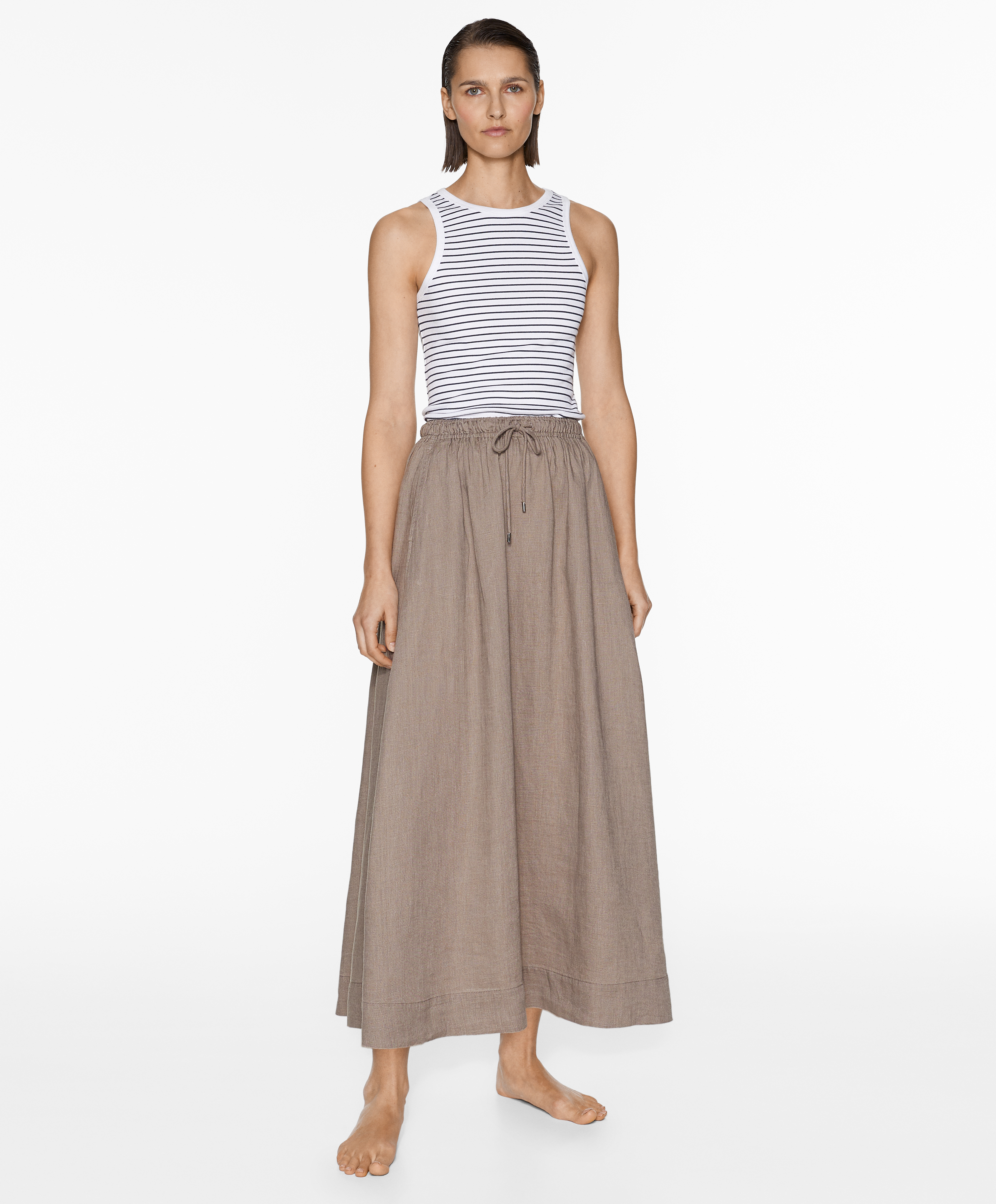 OYSHO Long 100% linen skirt