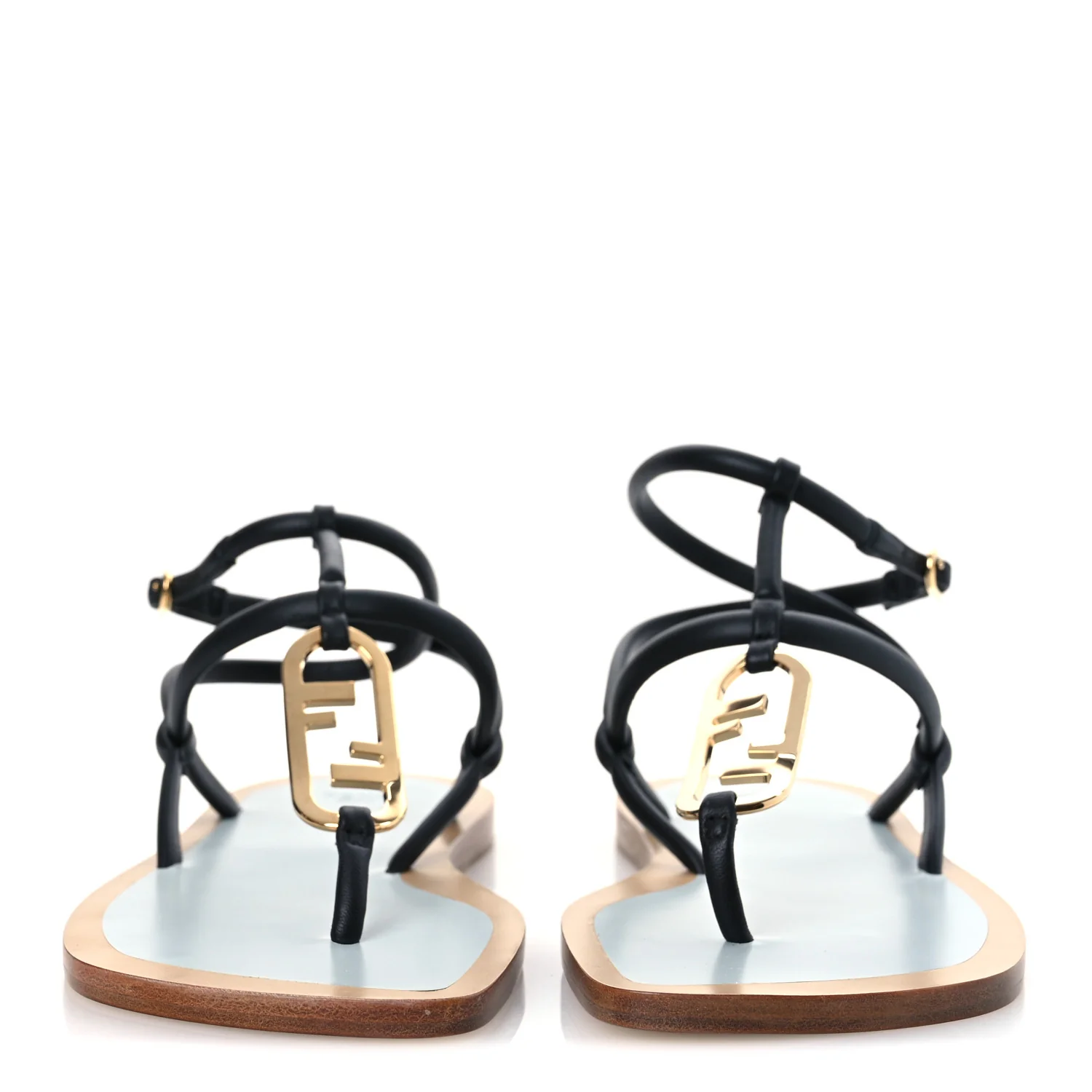 Nappa O'Lock Flat Thong Sandals 37 Black - Top Club