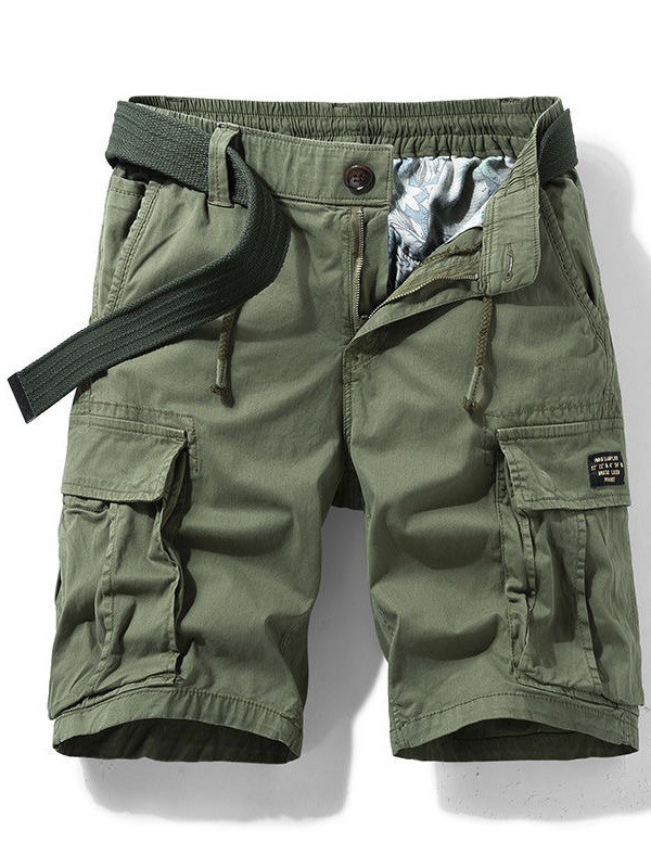 Army green work shorts for men, summer Japanese-style cityboy heavy-duty casual pants, straight-leg vintage trousers