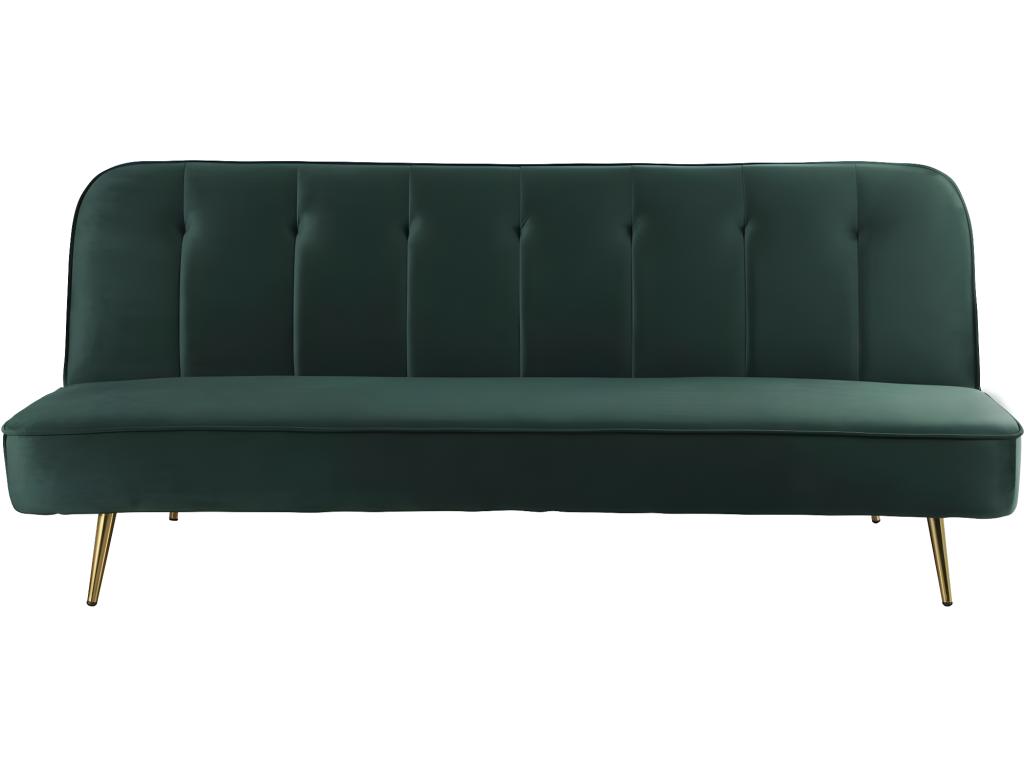 Sofá cama terciopelo - 180 x 83 x 75 cm - 3 plazas - verde oscuro