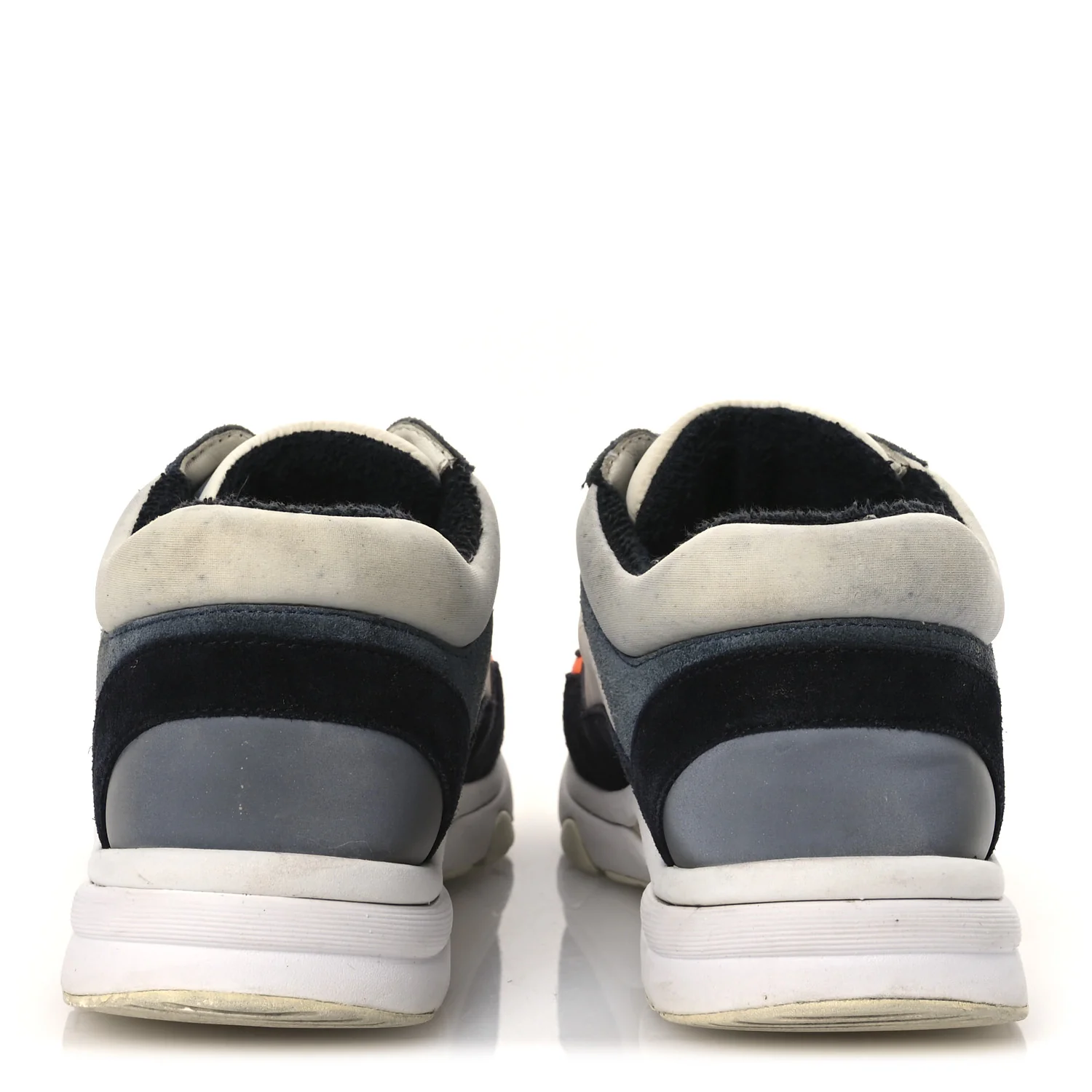 Nylon Calfskin Suede CC Womens Sneakers 35.5 Navy White Orange Black - Top Club