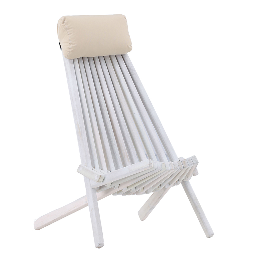 Tuin Loungestoel Bastian met hoofdkussen wit