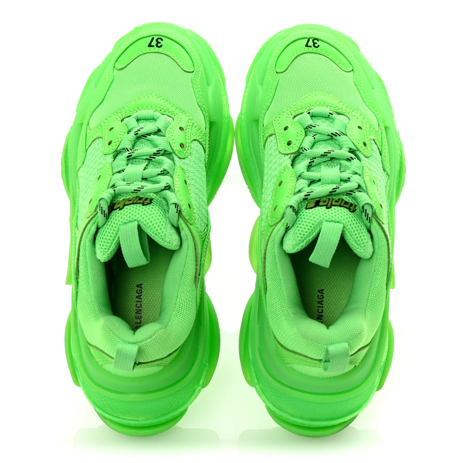 Fabric Mesh Clear Sole Womens Triple S Sneakers 37 Fluo Green