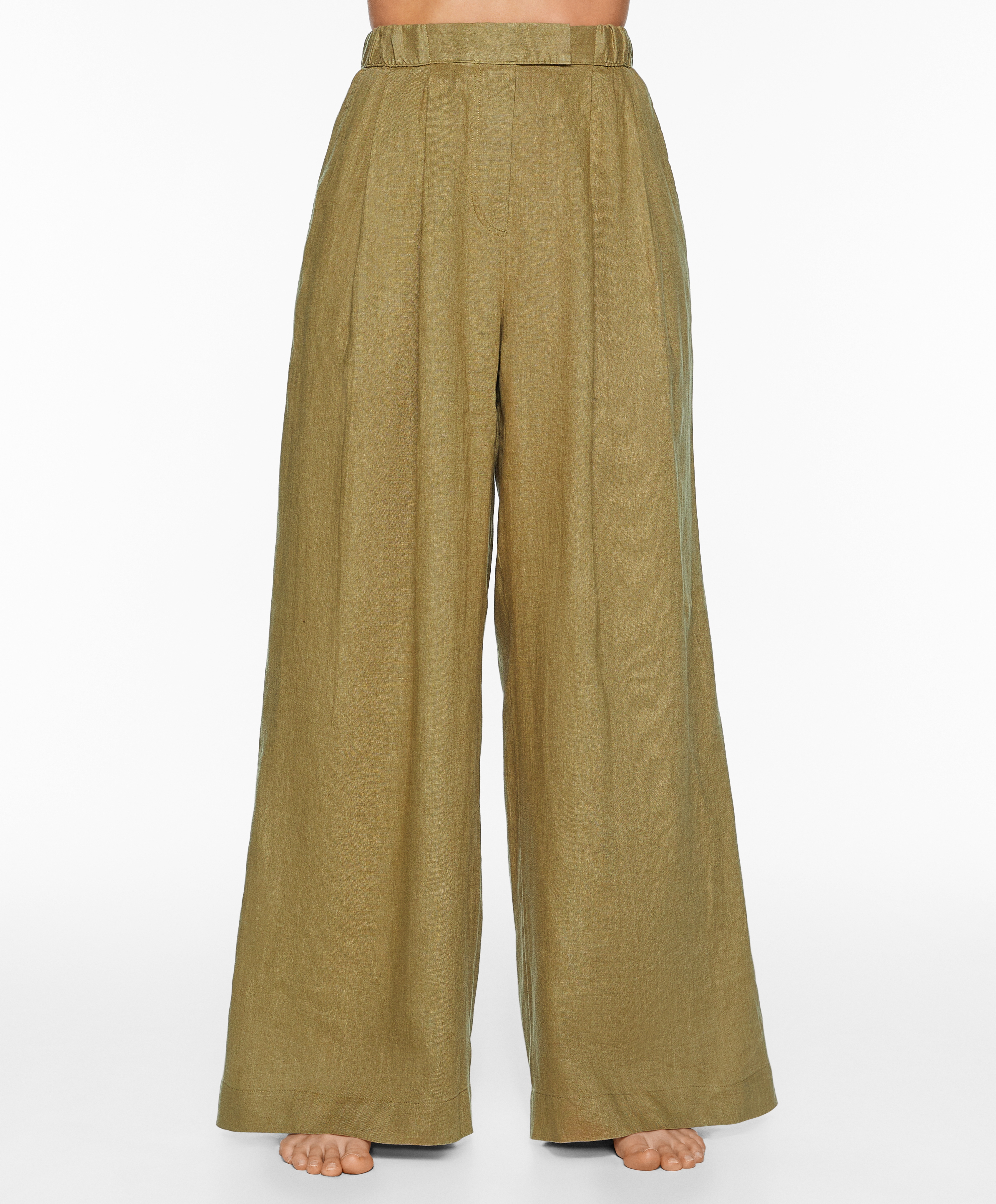 OYSHO Tailored-fit 100% linen trousers