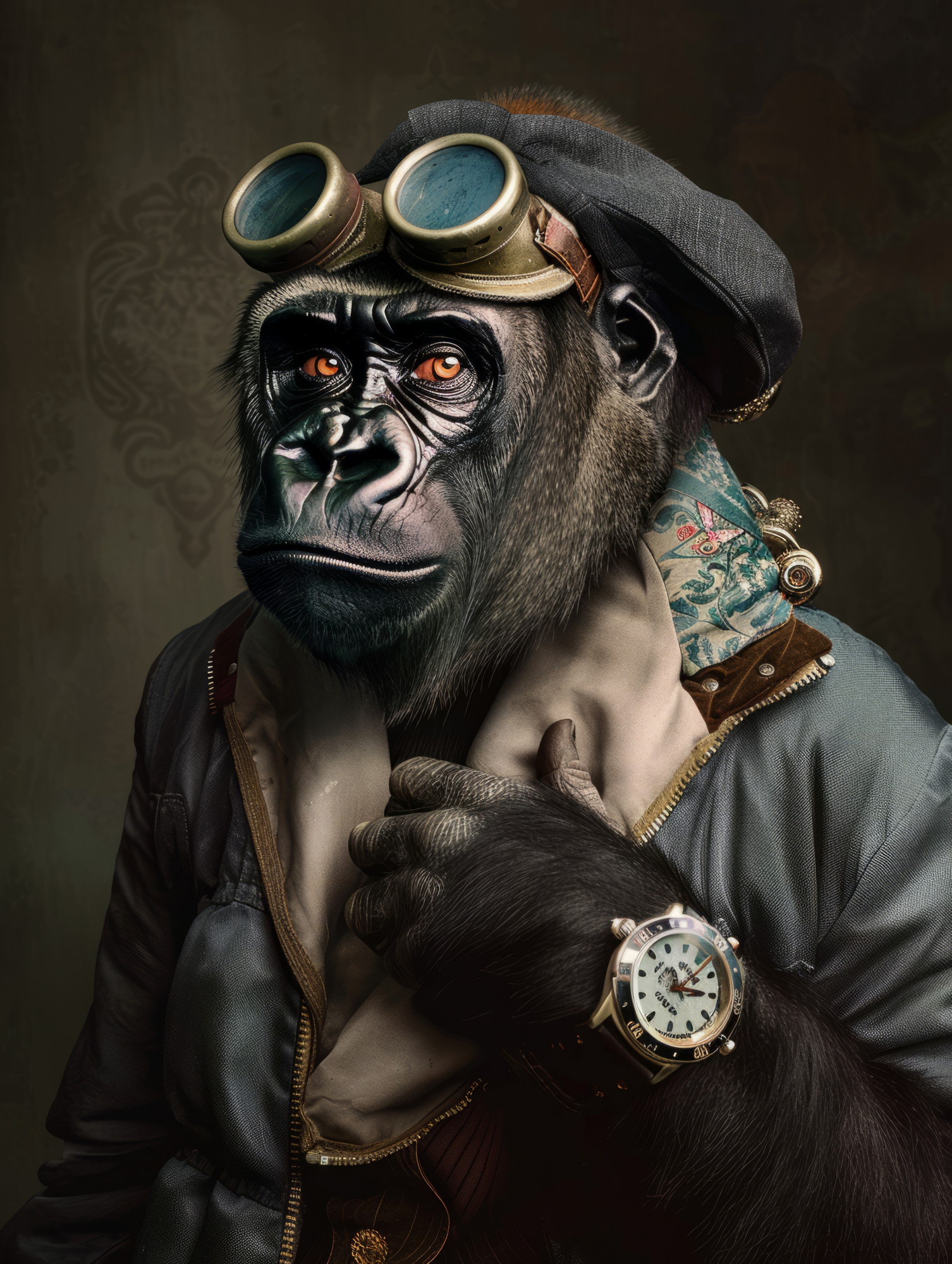 Canvas schilderij van een Gorilla 100x200 cm