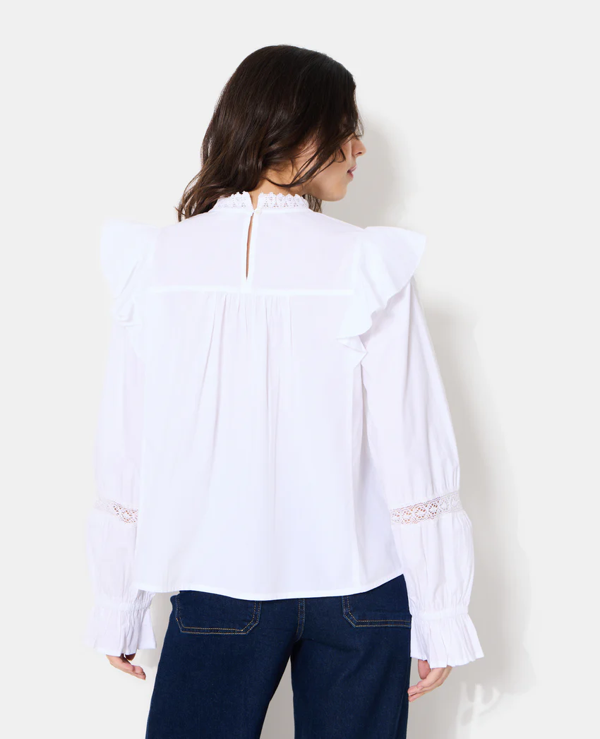 Pimkie Blouse en popeline avec dentelle et volants