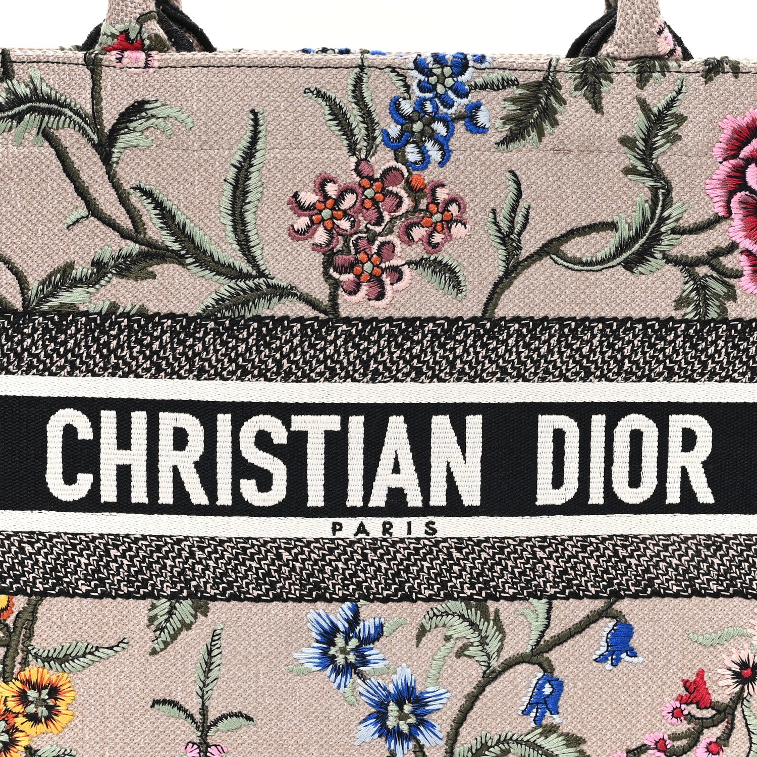 Canvas Embroidered Petites Fleurs Medium Book Tote Rose Multicolor - Top Club