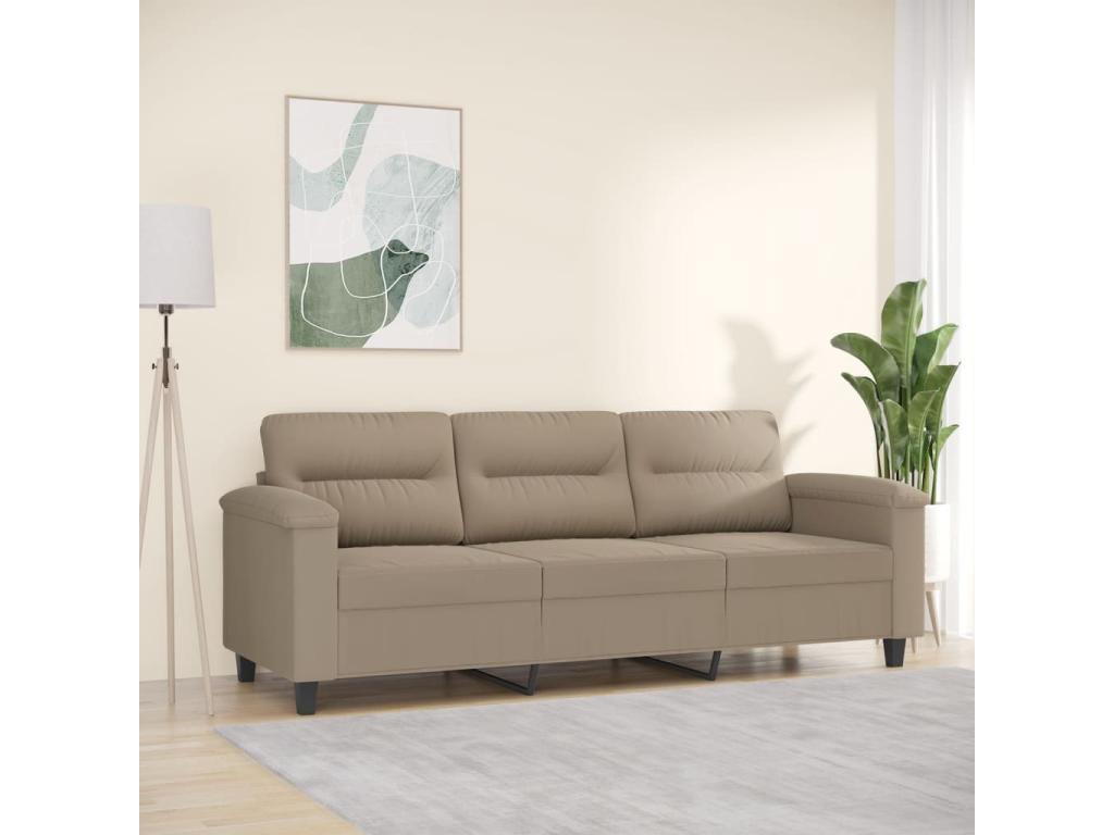 Sofá de 3 plazas de tela microfibra gris taupe 180 cm