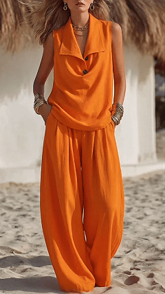 Women's Elegant & Flowy Lapel Two-Piece Set - Nordfashionstorm - Women's Clothing, Fashion for You - Nordfashionstorm.com