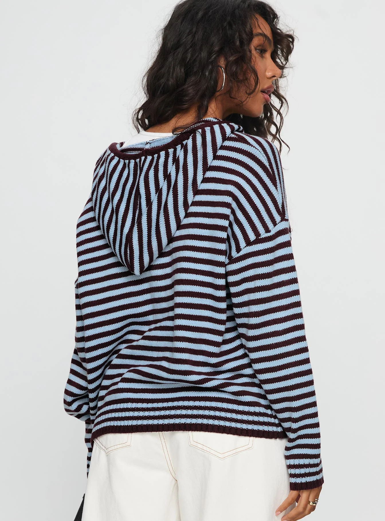 Brienna Zip Jacket Burgundy / Blue Stripe