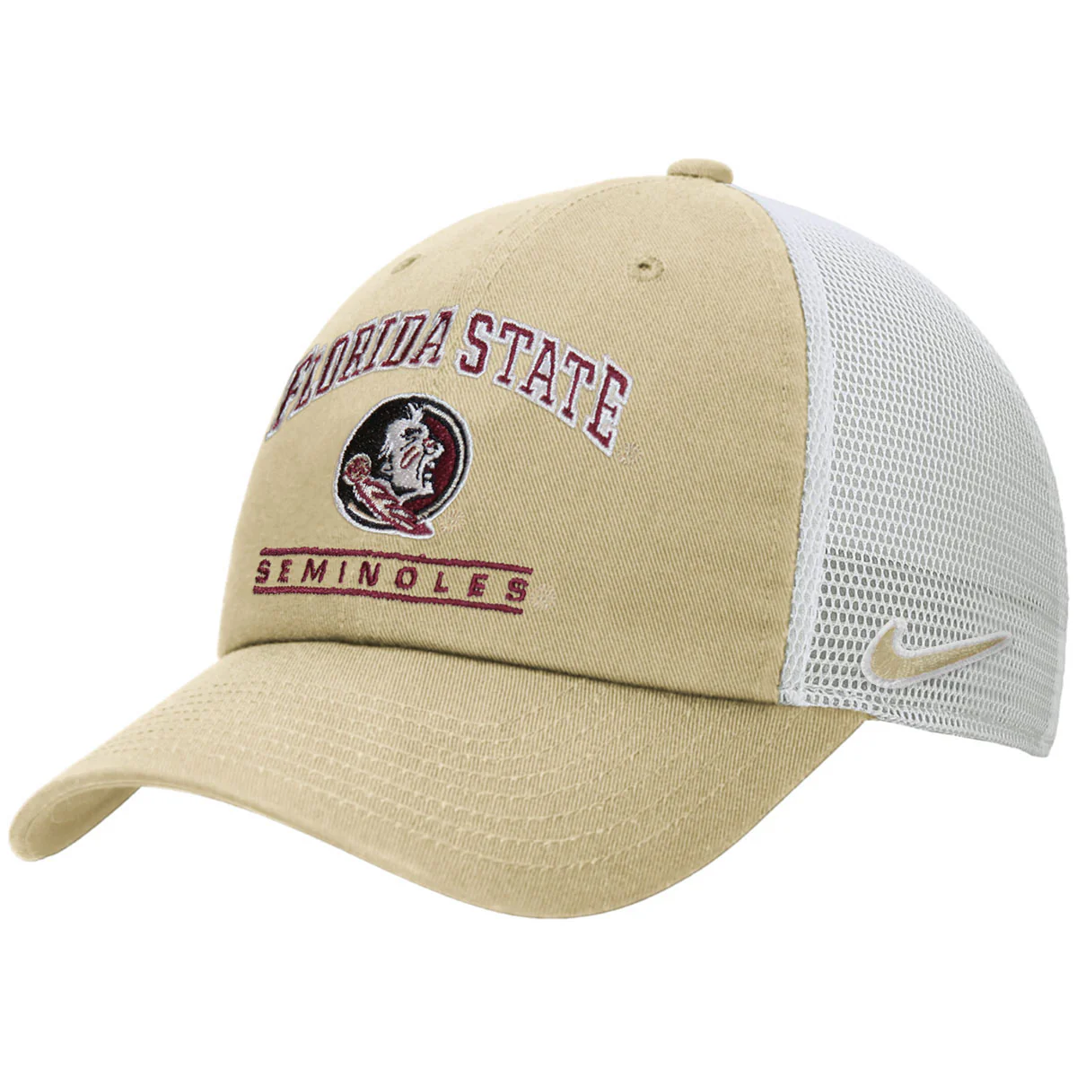 Nike Florida State Seminoles/Seminole Logo Club Unstructured Adjustable Trucker Cap - Vegas Gold/White - MoB Apparel