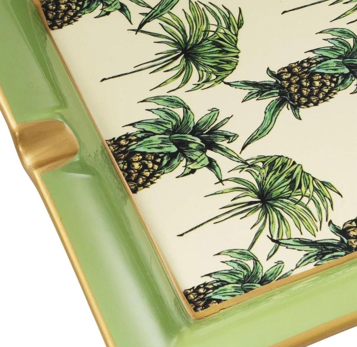 Luxury porcelain ashtray pineapple design green / multicolored 24.5 x 24.5 x H. 4 cm - living room accessories