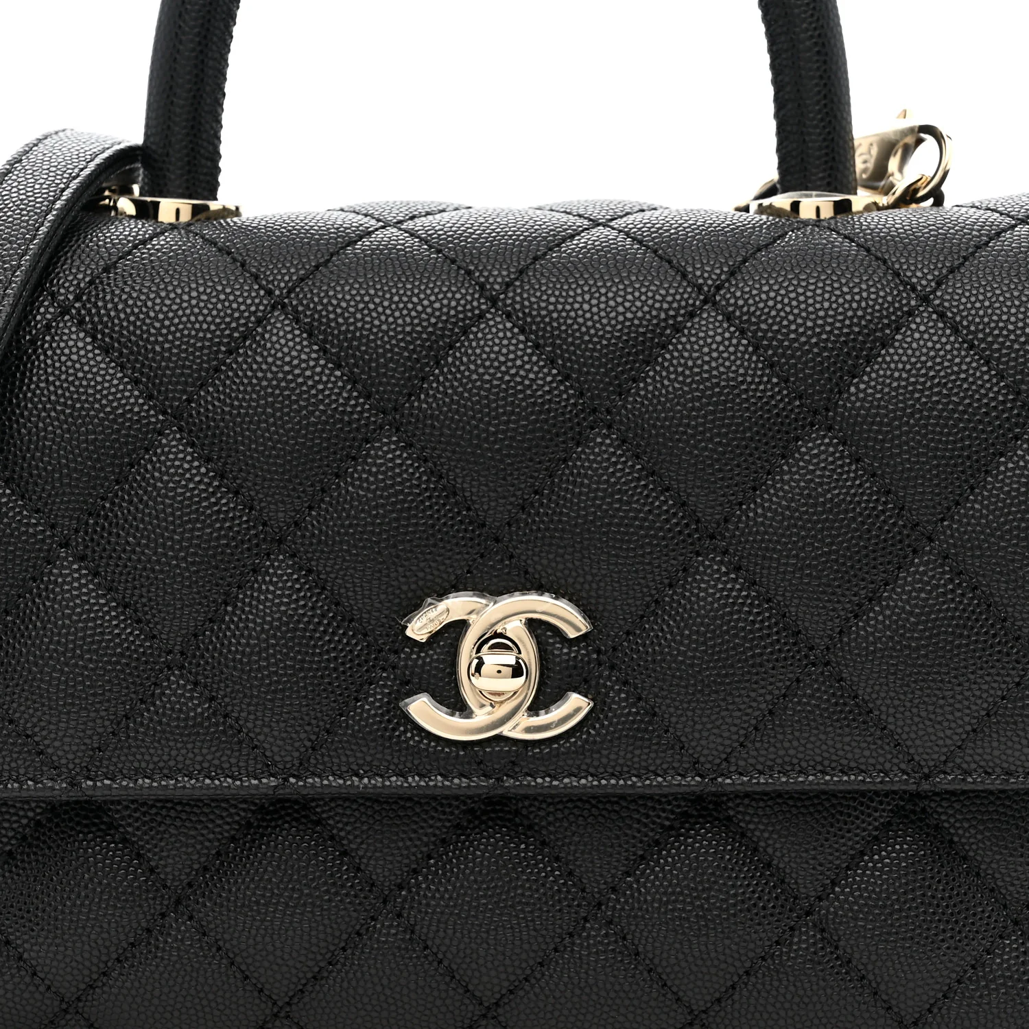 Caviar Quilted Mini Coco Handle Flap Black - Top Club