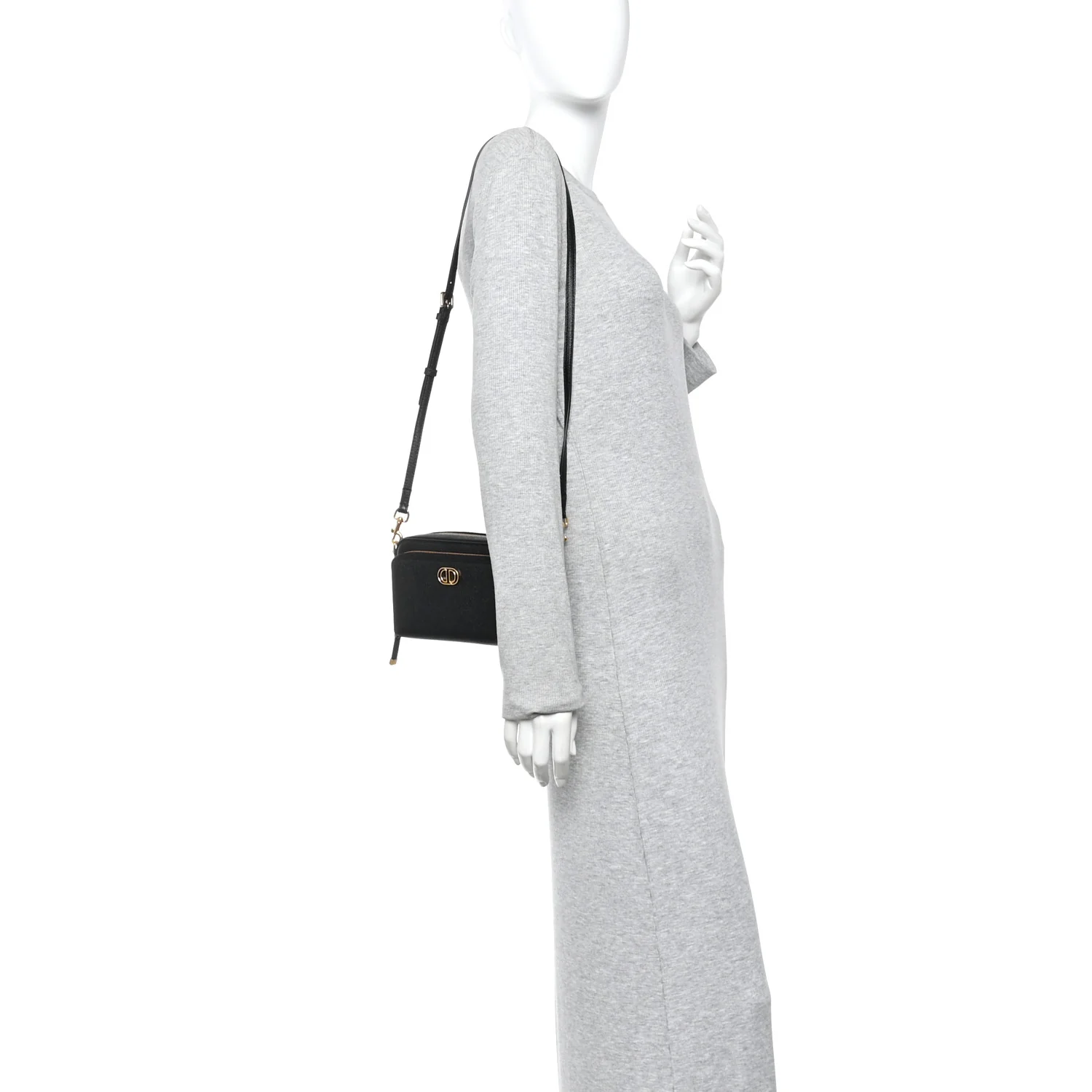 Grained Calfskin Caro Double Pouch Black