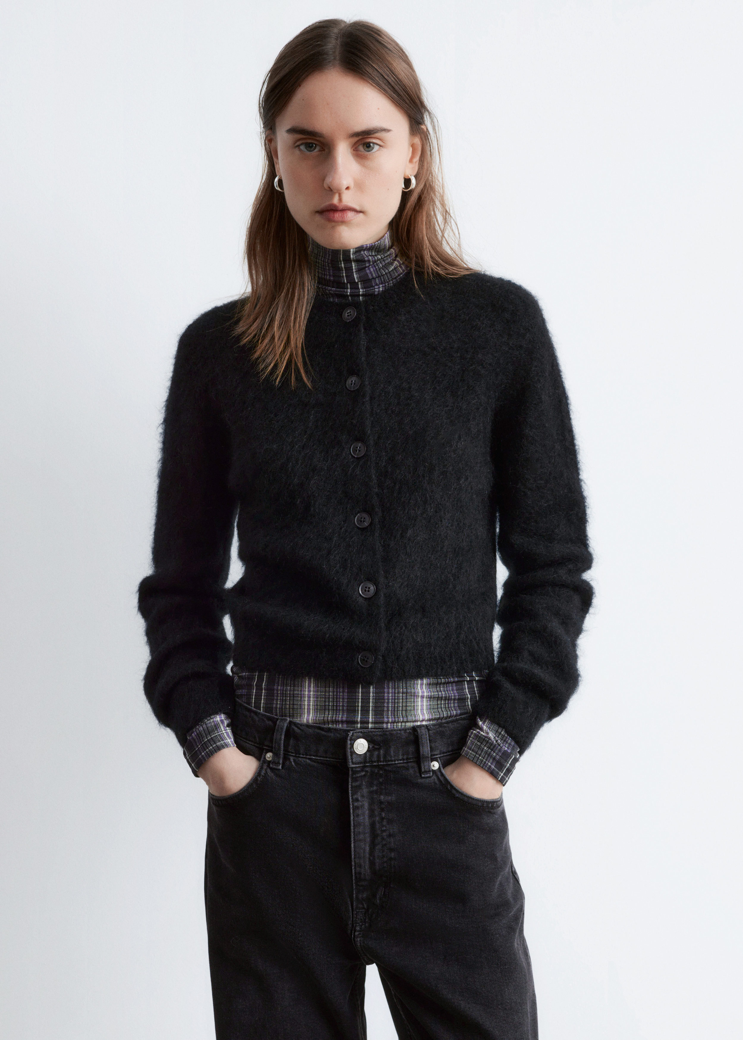 & Other Stories MOHAIR-BLEND BRUSHED CARDIGAN