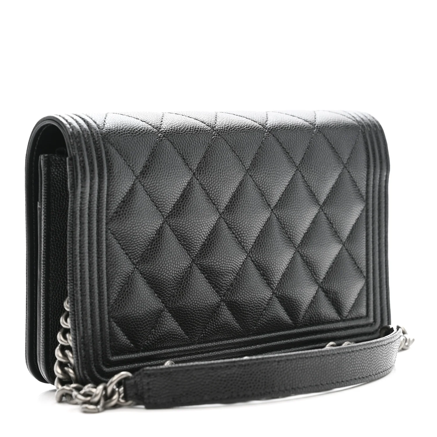 Caviar Quilted Boy Wallet On Chain WOC Black - Top Club