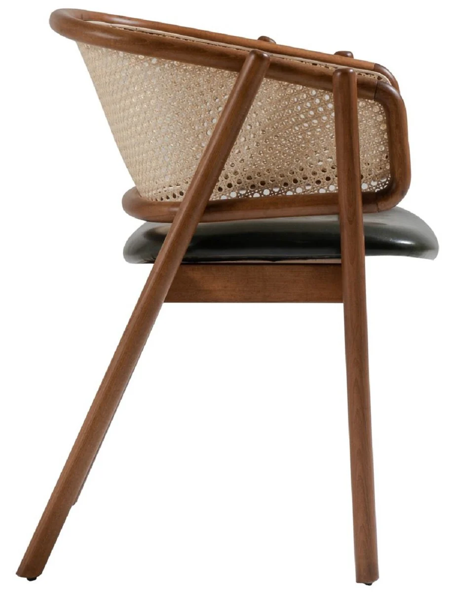 Luxury dining room chair with armrests brown / natural / dark green H. 77 cm