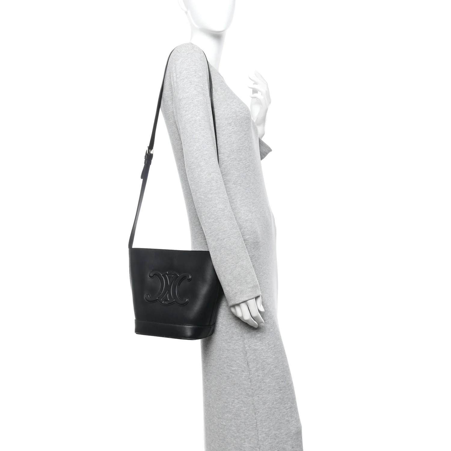 Smooth Calfskin Small Cuir Triomphe Bucket Bag Black
