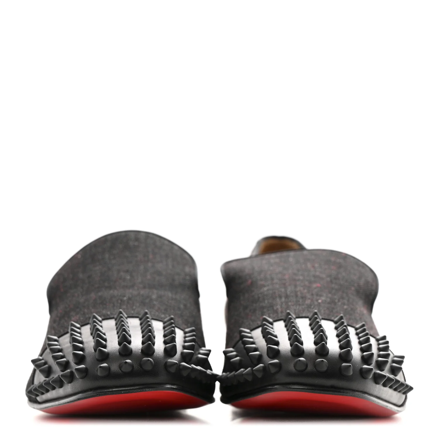 Mens Matte Denim Spooky Spike Flat Loafers 45 Black - Top Club