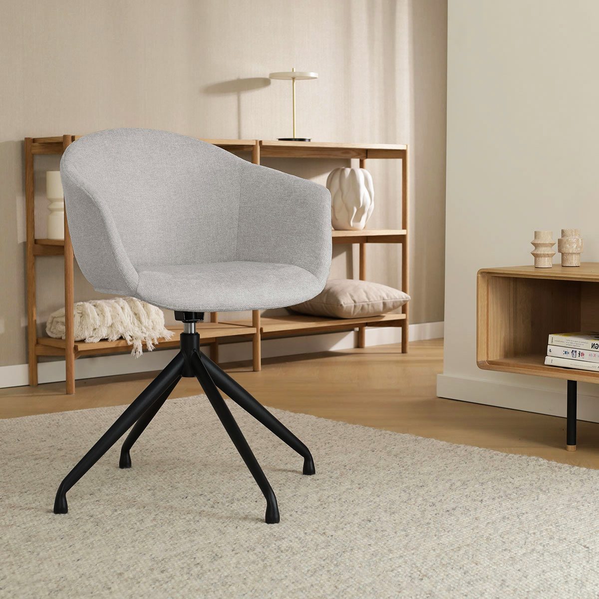 Eetkamerstoel Nola-Otis draaibaar beige - zwart - set van 2