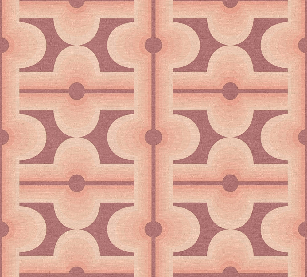Vliesbehang met abstract patroon in retrostijl – rood, oranje #1