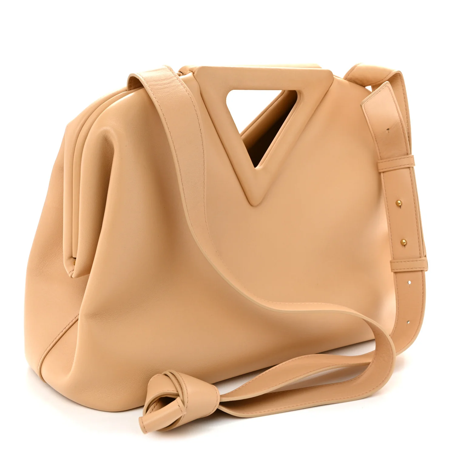 Calfskin Medium The Point Triangle Bag Almond - Top Club