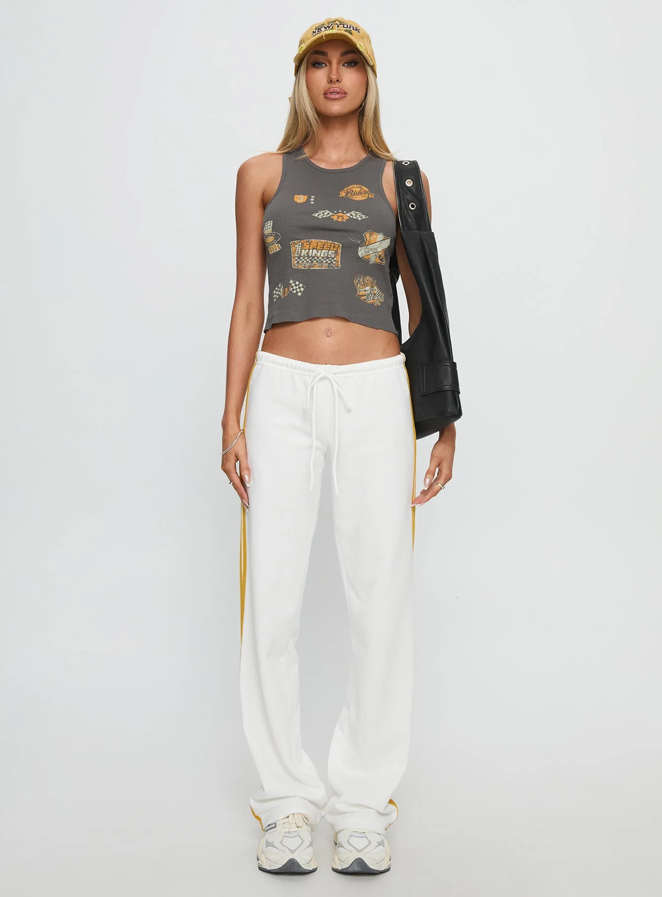 Elation Low Rise Straight Leg Track Pant White