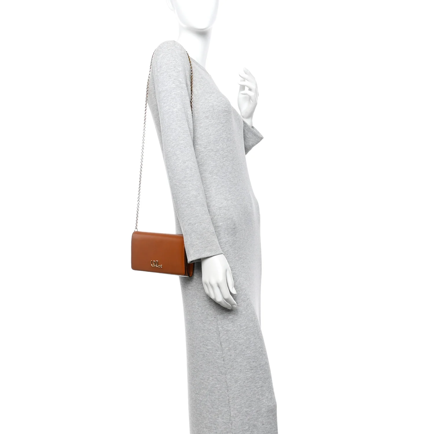 Calfskin Iconic Flap Wallet On Chain Clay Brown