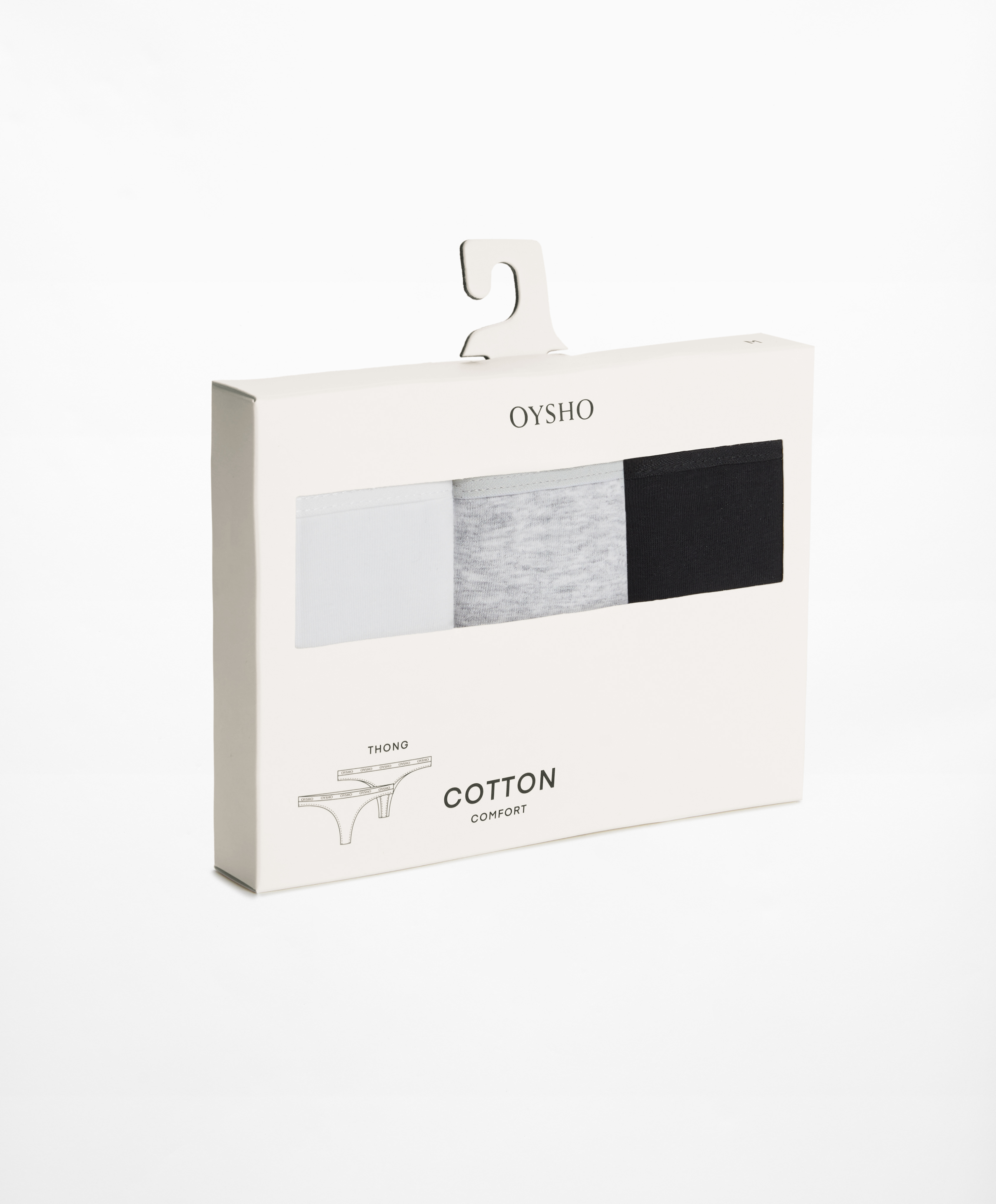 OYSHO 3 comfort cotton blend thongs with logo