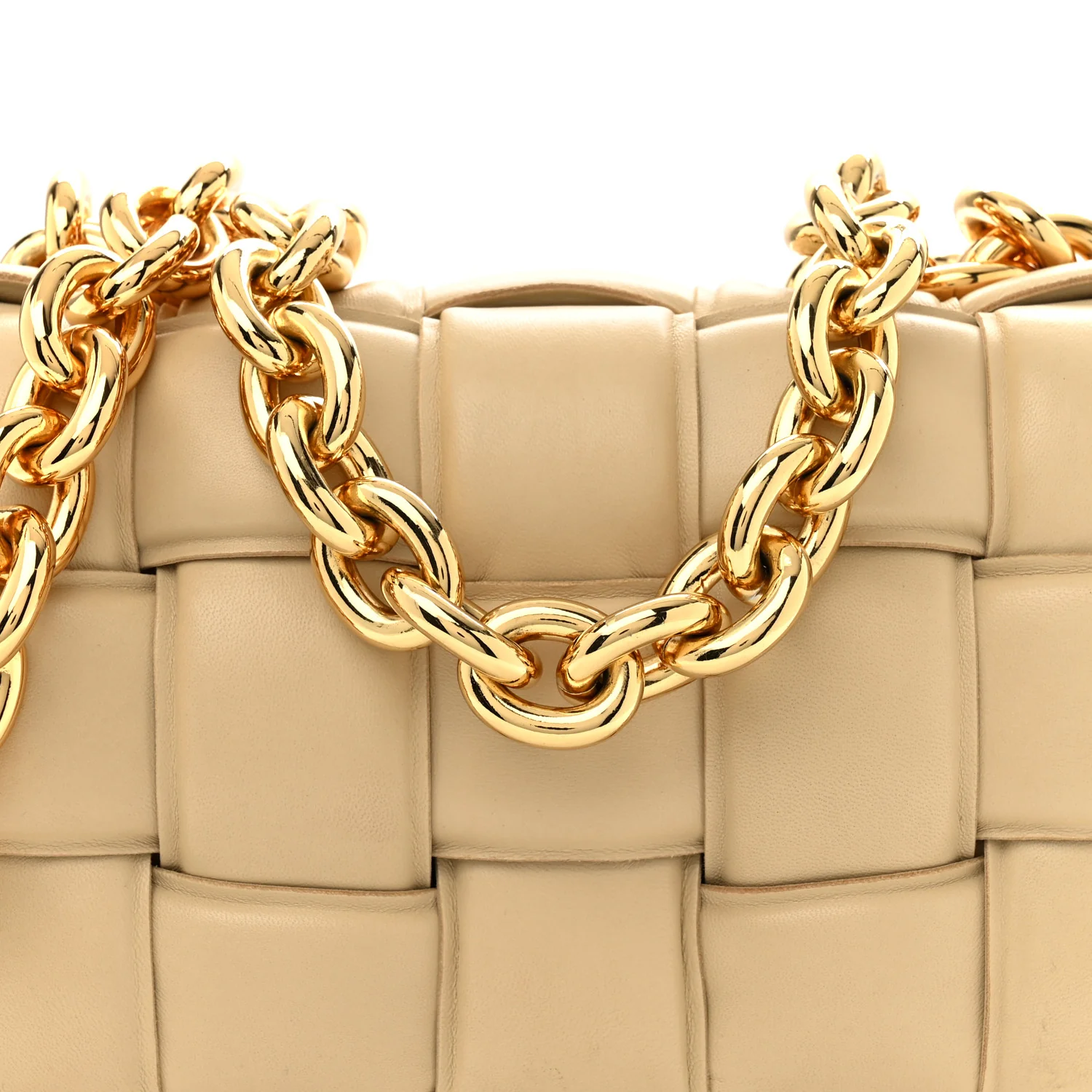 Lambskin Maxi Intreccio Padded Chain Cassette Crossbody Bag Porridge - Top Club