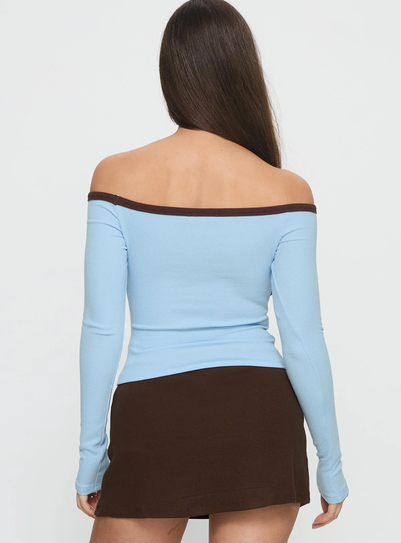 Baseline Off Shoulder Top Blue / Brown