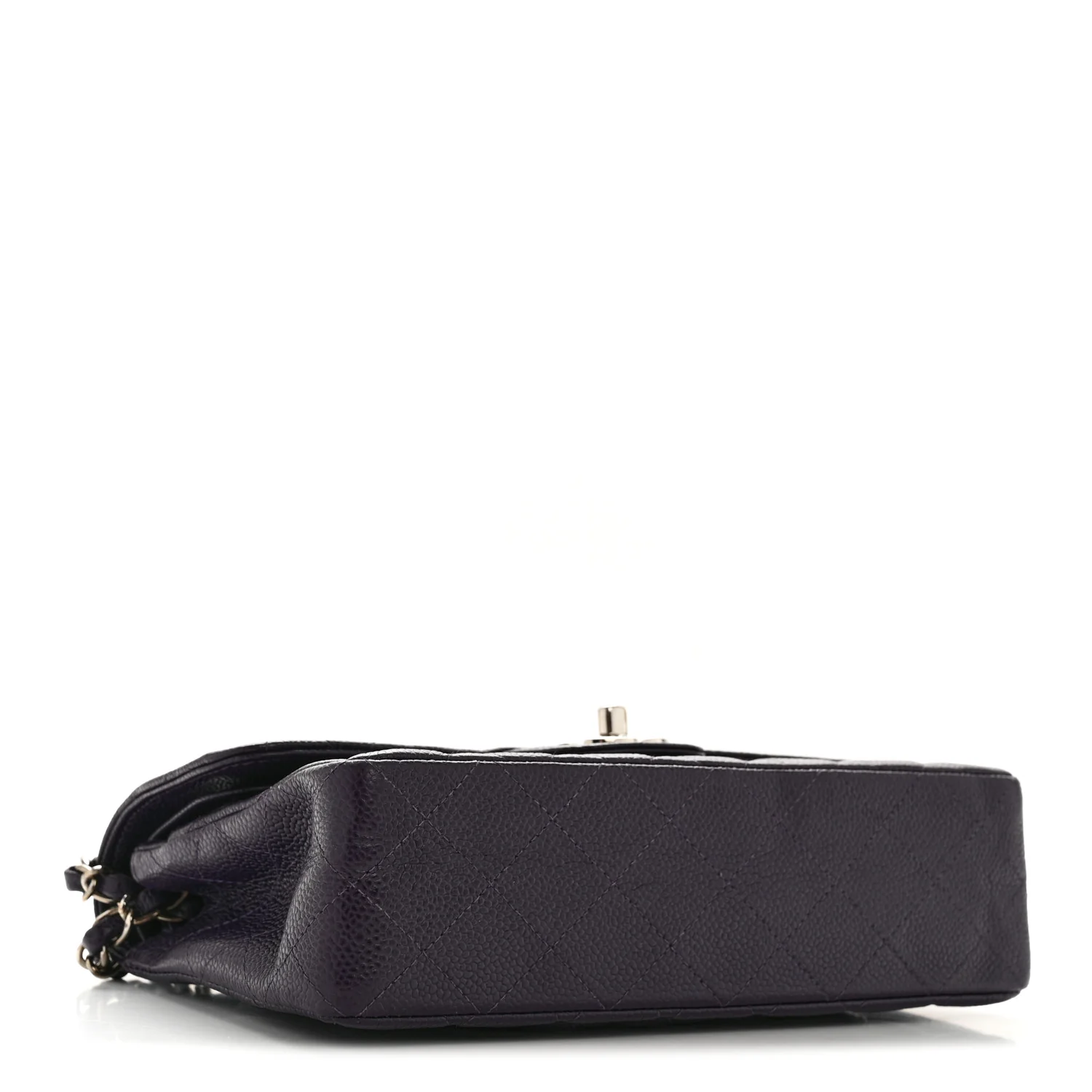 Caviar Quilted Small Double Flap Dark Purple - Top Club