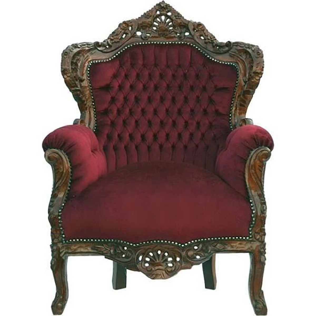 Baroque armchair King Bordeaux / brown 85 x 85 x H. 120 cm - antique style armchair