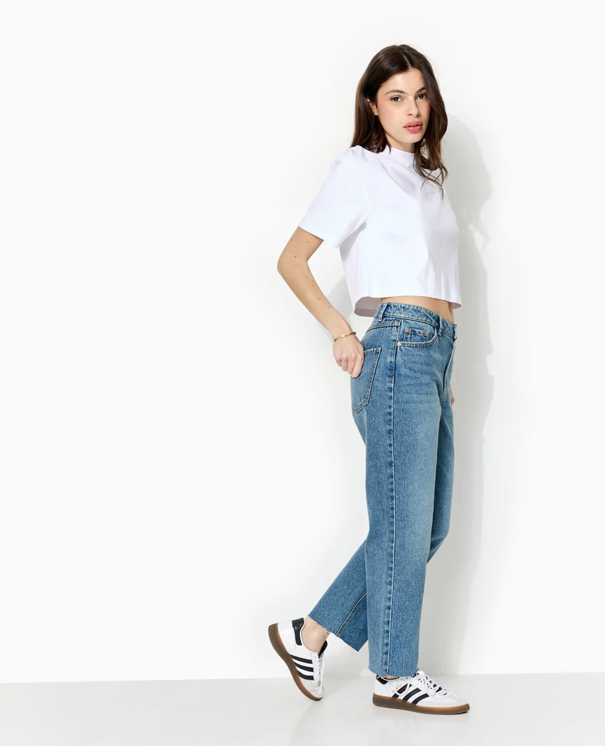 Pimkie Jean straight taille haute bas coupés