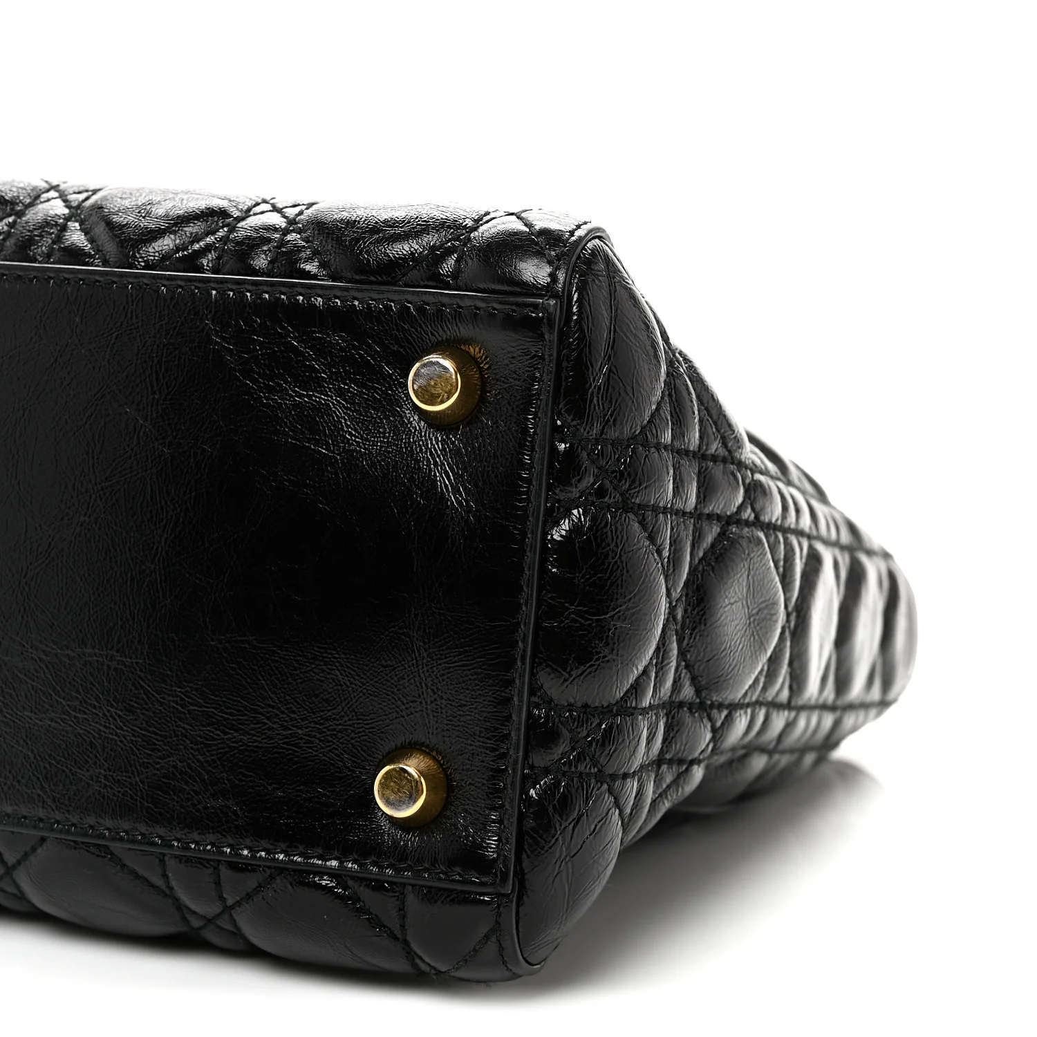 Crinkled Patent Cannage Medium Bohemian Lady Dior Black - Top Club