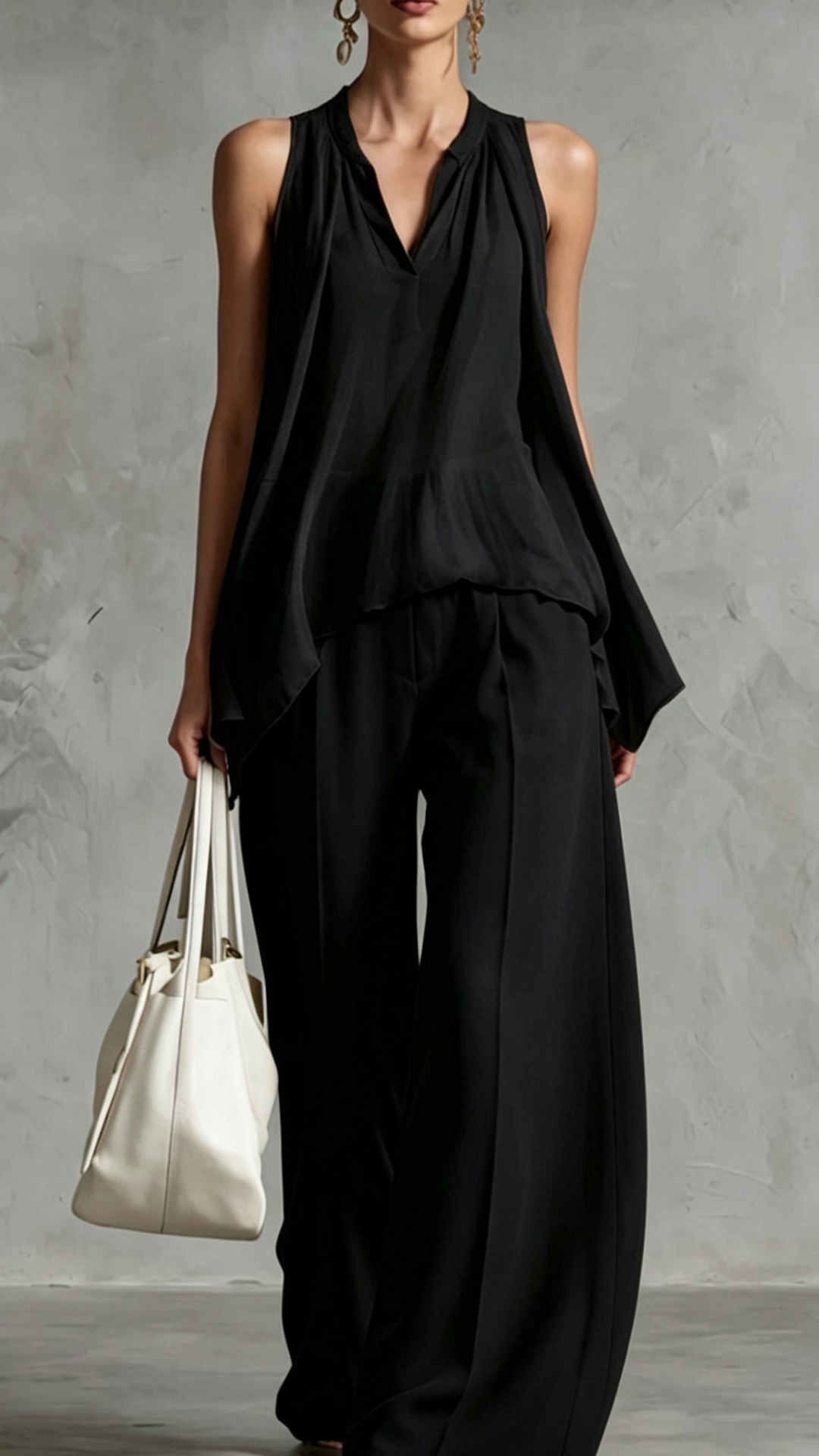 Women's Cotton-Blend Textured Sleeveless Top and Wide-Leg Pants Set - Nordfashionstorm - Women's Clothing, Fashion for You - Nordfashionstorm.com