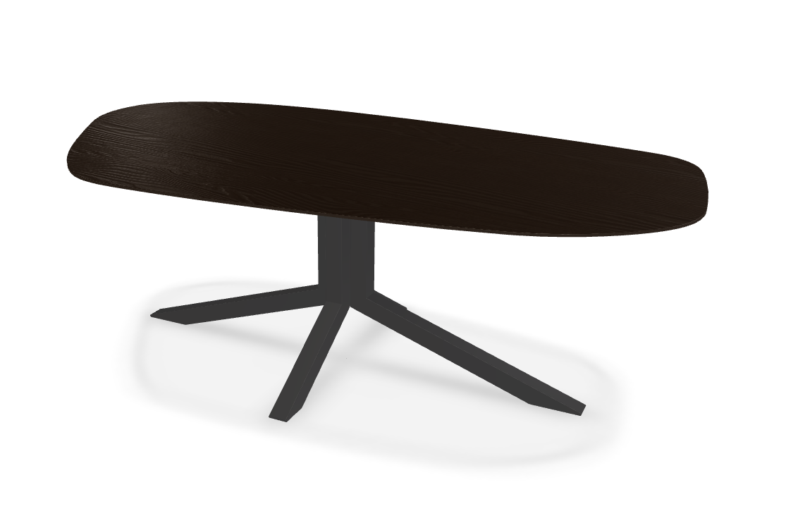 They & Me eettafel Starry Night organisch 220 x 115 x 75 | Eiken Geborsteld Black Lak | Rechte Rand | Frame RAL9017 verkeerszwart