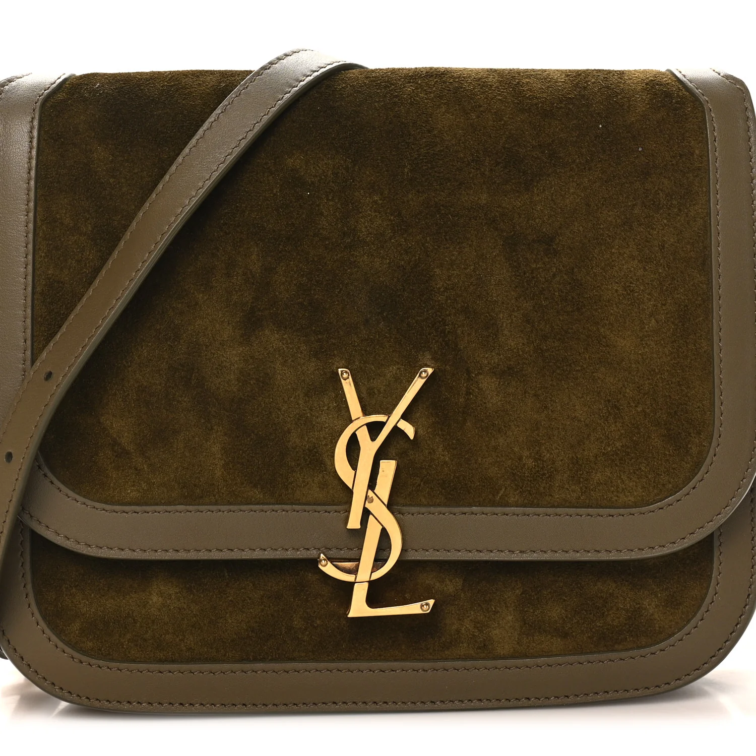 Suede Smooth Calfskin Monogram Medium Solferino Soft Satchel Olive - Top Club